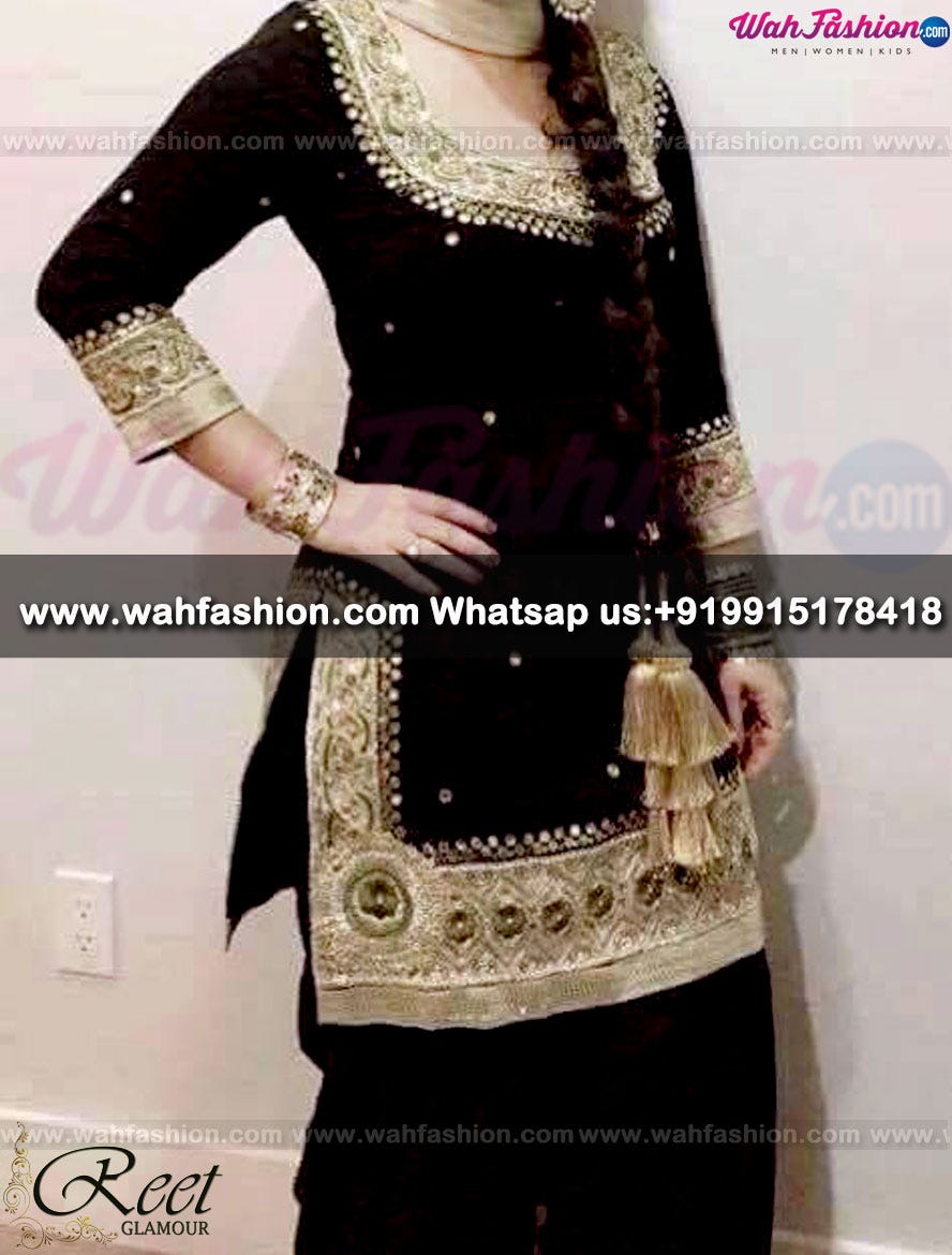black and golden punjabi suit