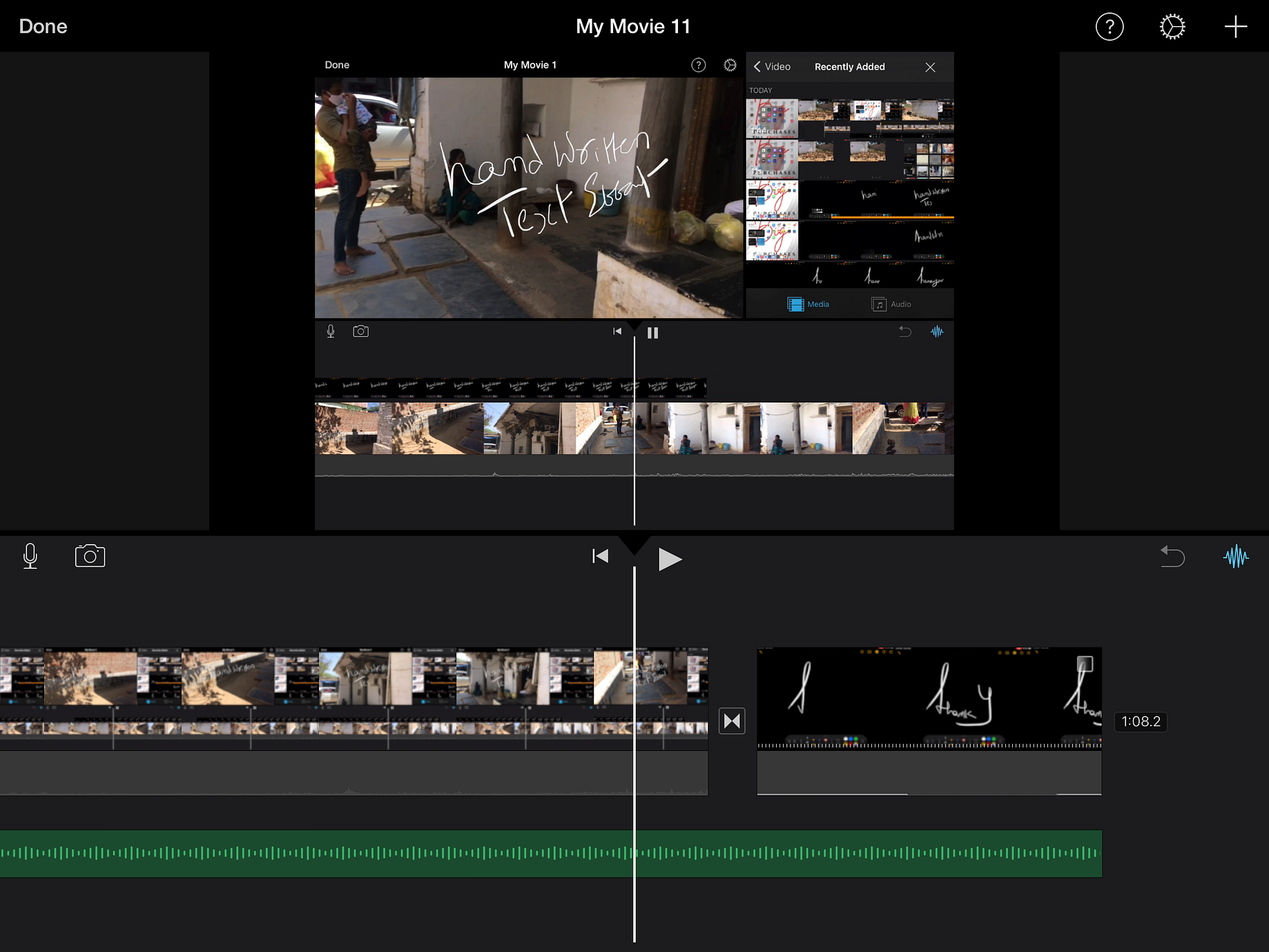 How to add hand written text over on video using iMovie app with