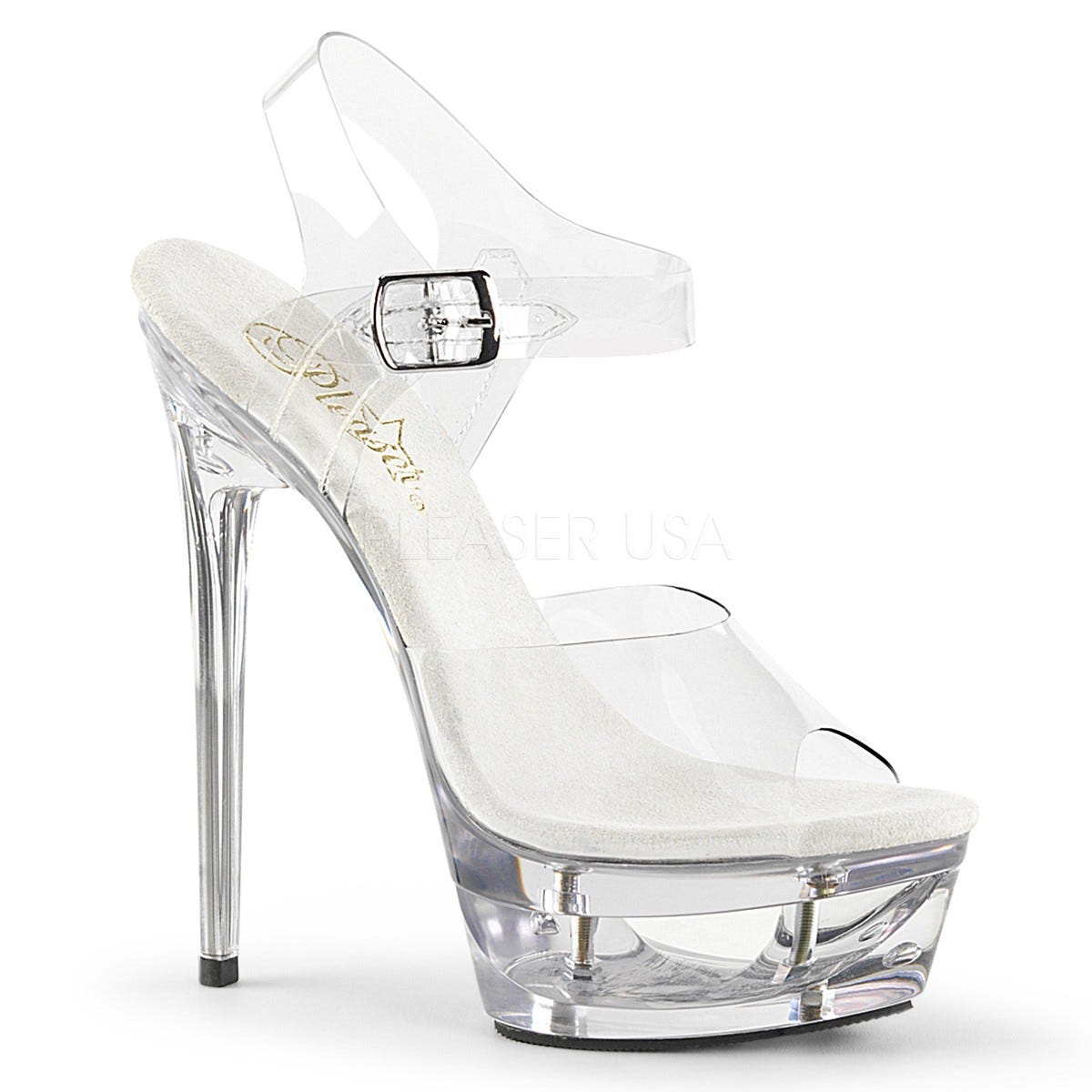 Shop Pleaser 6 1/2" Cut Out Platform Clear Stripper Sandals and Shoes | by  upscale shoes | Medium