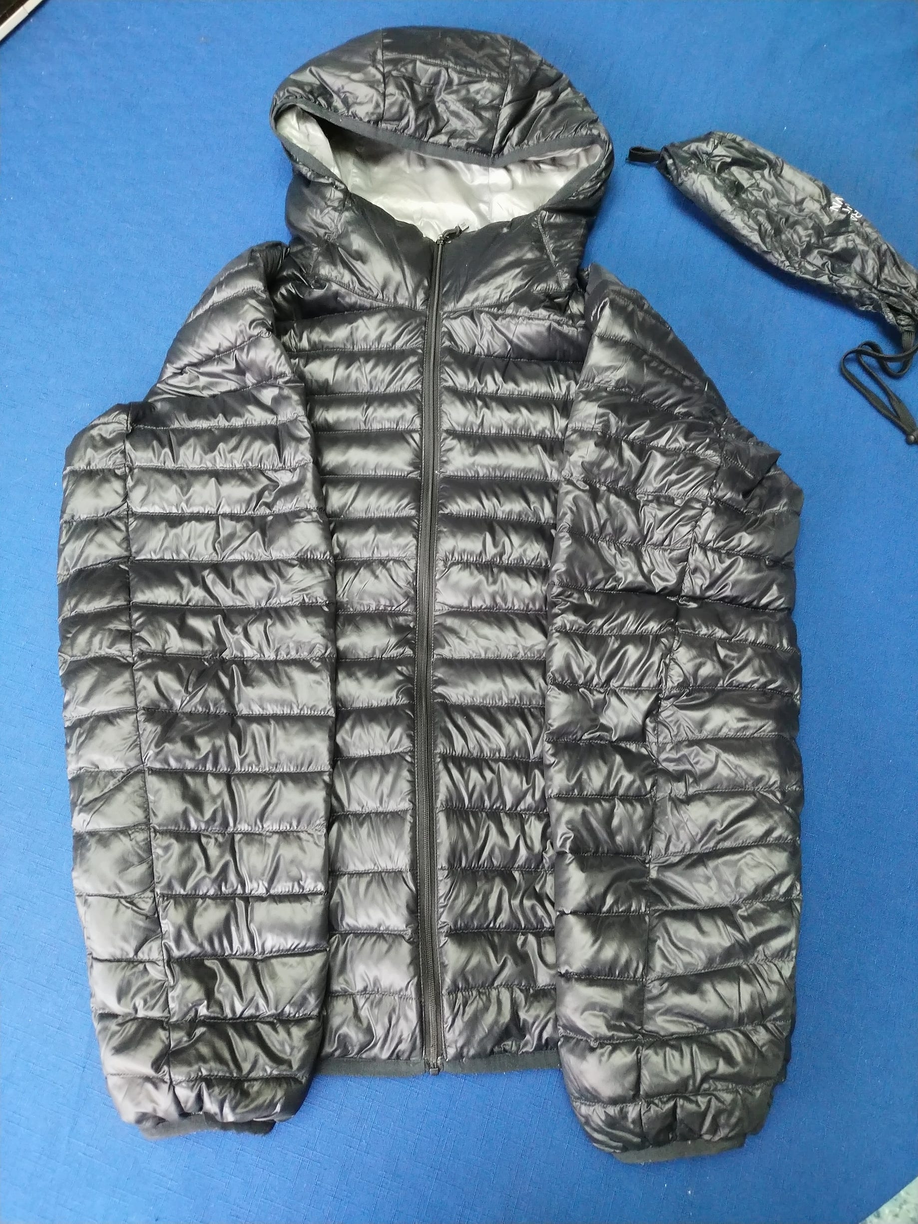 down jacket with pouch