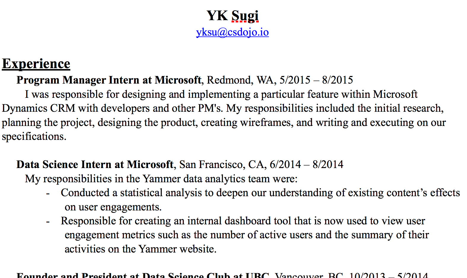 Here S The Resume I Used To Get A Job At Google As A Software Engineer By Yk Sugi Cs Dojo Community Medium