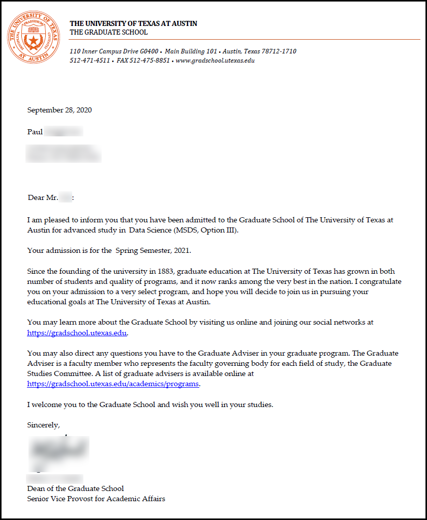 I Got Accepted To Ut Austin S First M S In Data Science Program By Paul Lee Medium