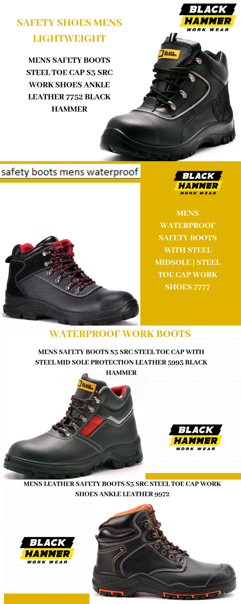 Buy Black Hammer Mens Safety Trainers 