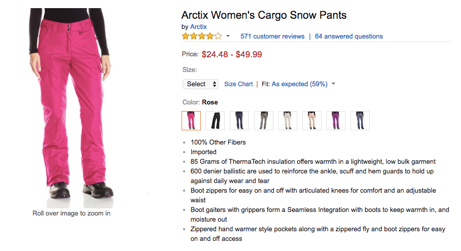 Arctix Women S Snow Pants Size Chart