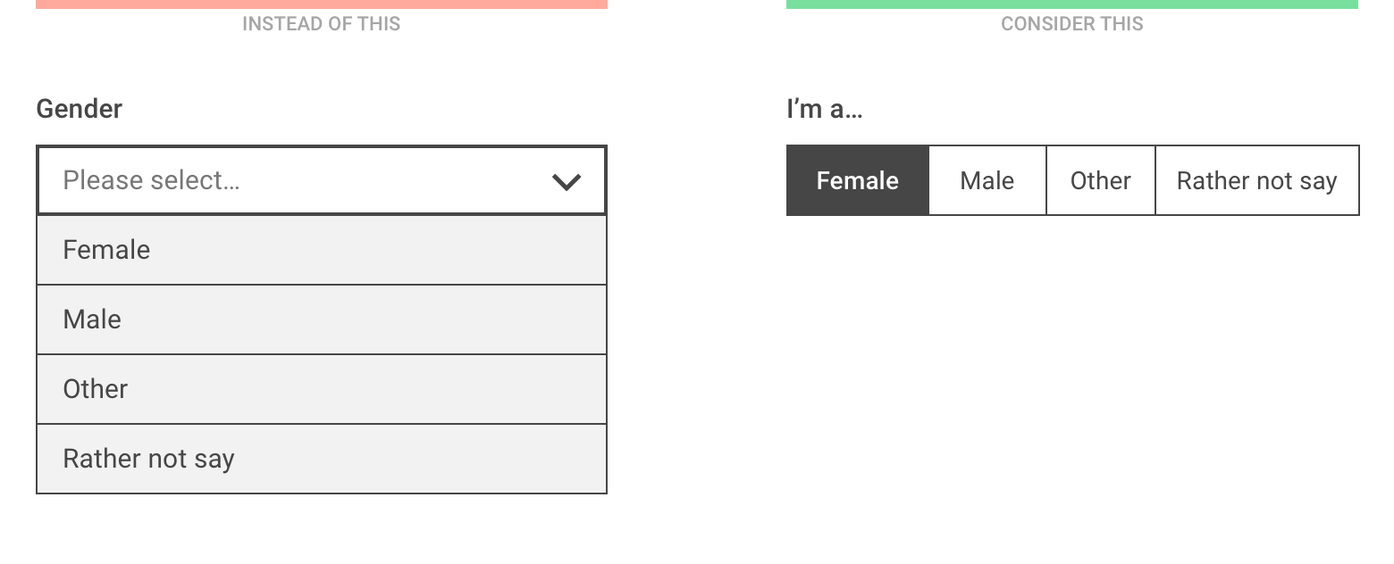 Dropdown Alternatives For Better Mobile Forms By Zoltan Kollin Medium