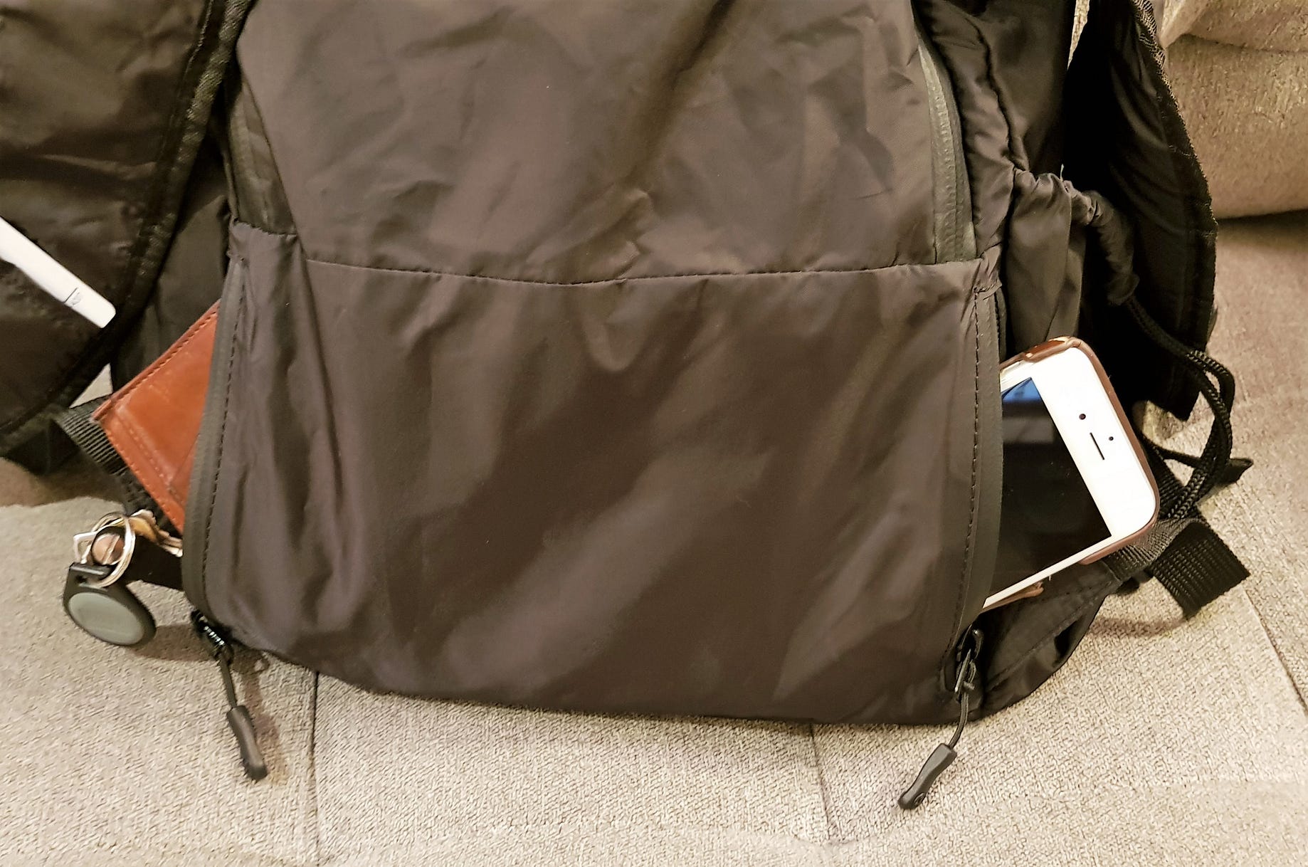 hydration pack with hidden pocket