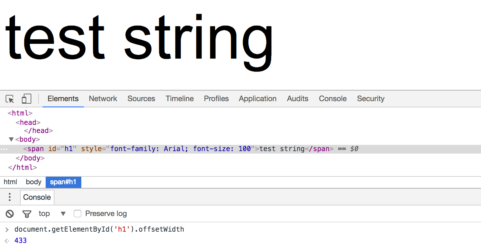 Text pixel width measuring on Javascript backend (Node.Js)  by