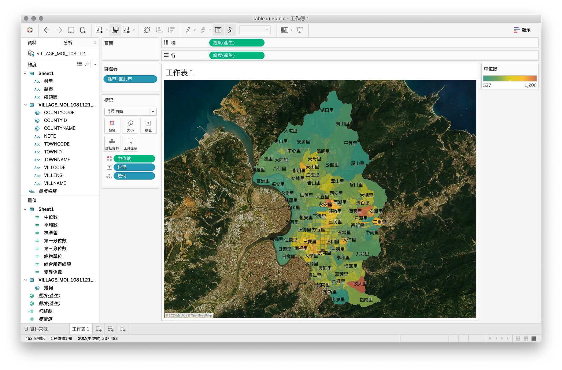 初探tableau 運用open Data 繪製全臺灣各村里所得地圖 By Leon Huang 程式裡有蟲 Medium