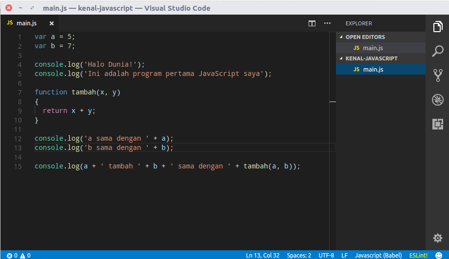 Kenal JavaScript node.js, Text Editor, dan tools Lainnya by Jundi