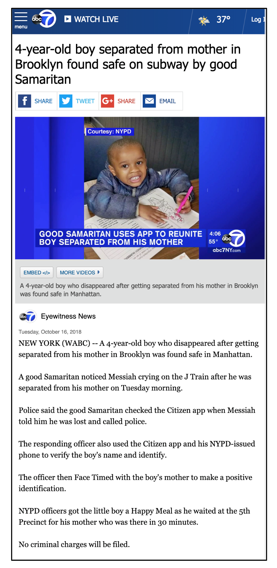 ABC7: 4-year-old boy separated from mother in Brooklyn found safe on ...