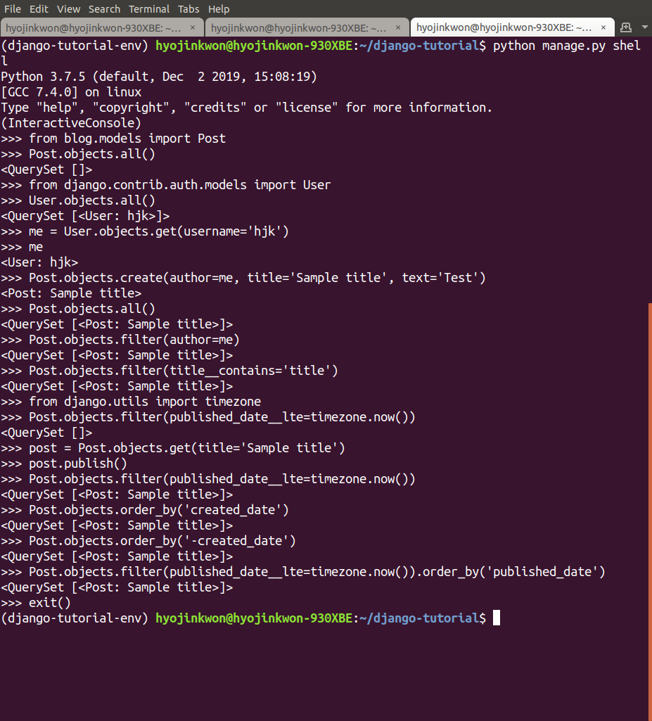 Django tutorial — 2편. Django ORM (Querysets) by Hyojin Kwon