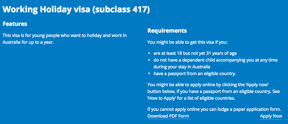 Working Holiday Visa Australia 35 Years Old