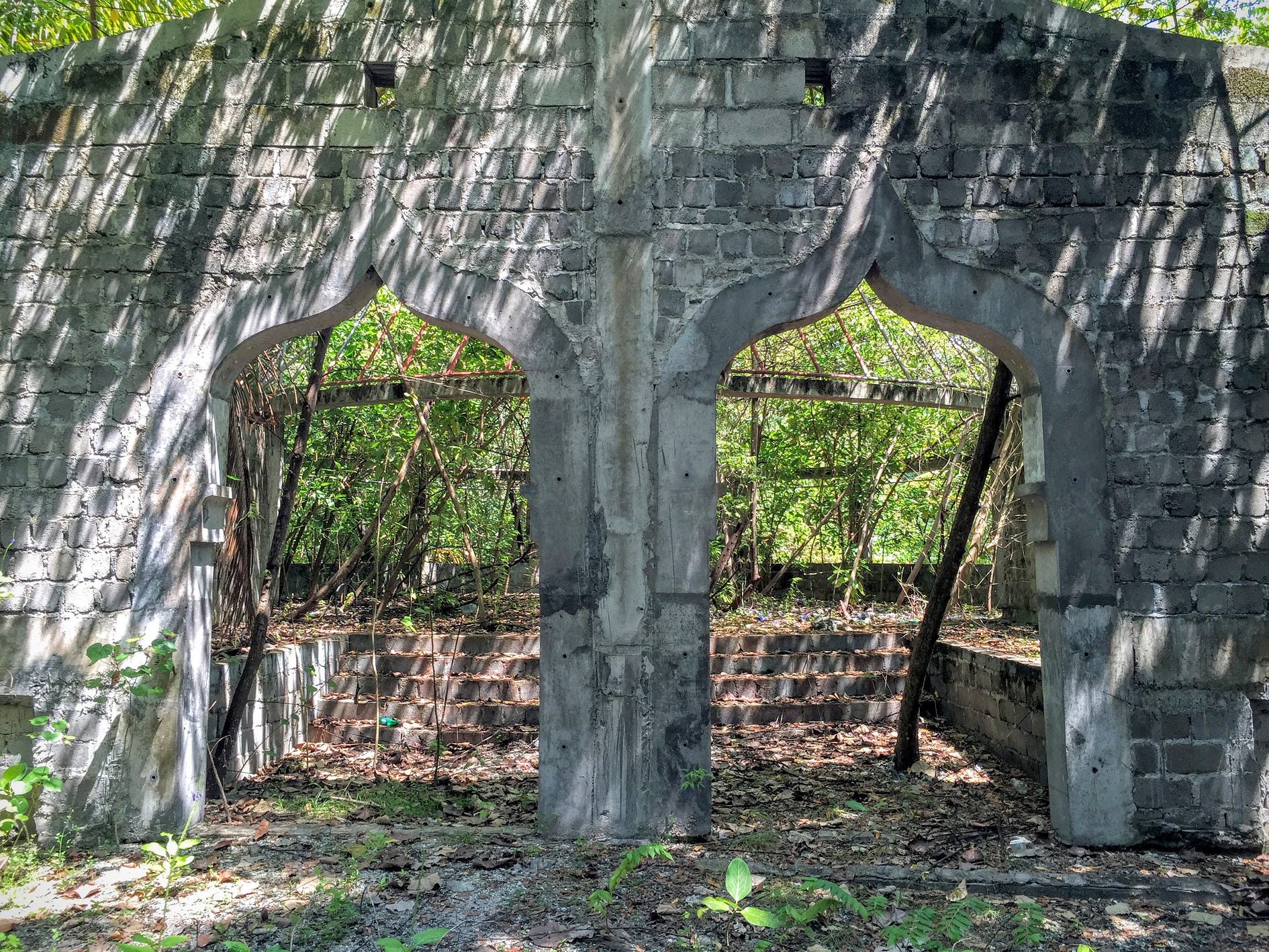 The front entrance to an incomplete mosque.