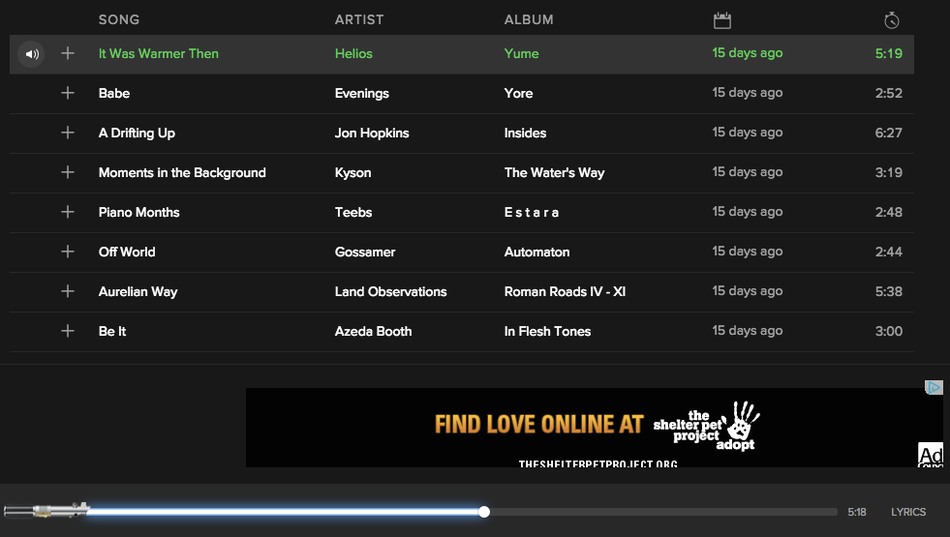 spotify lightsaber progress bar
