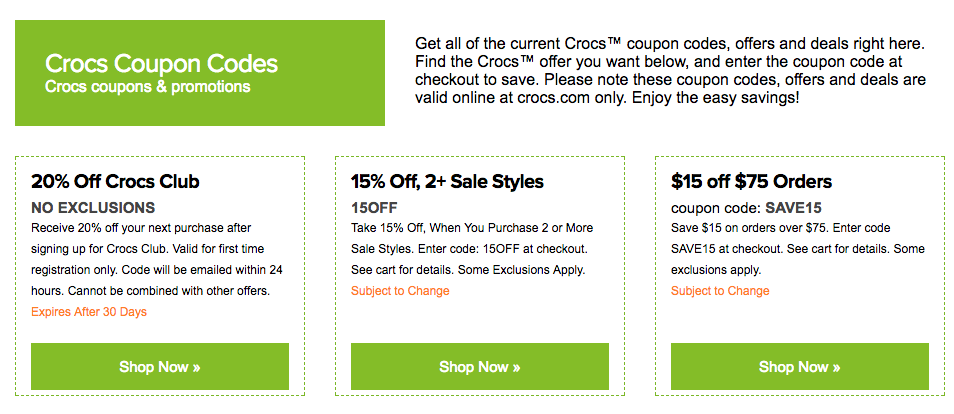 crocs store coupon