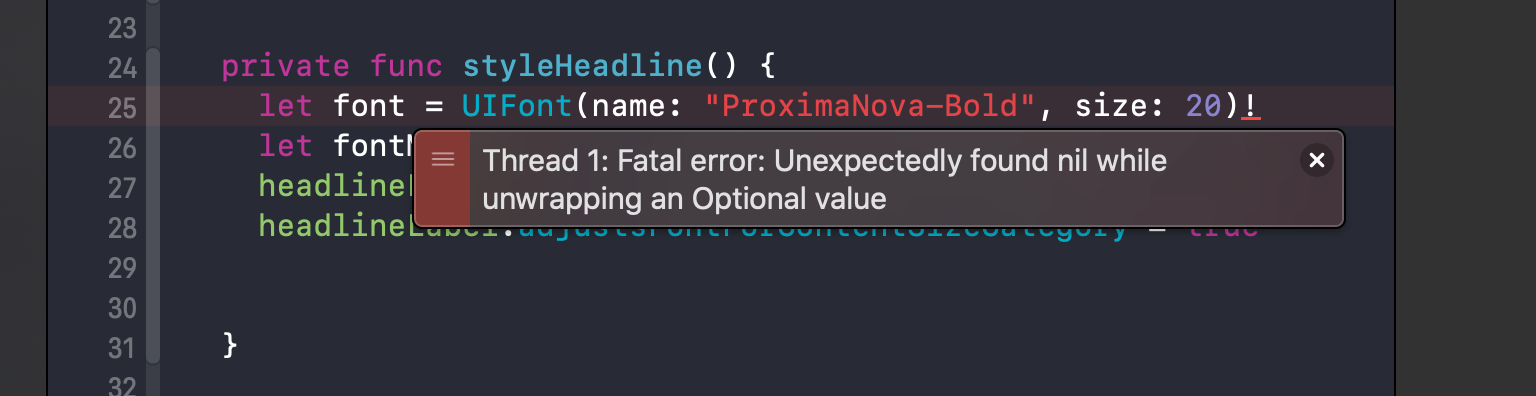 Fatal error in Xcode