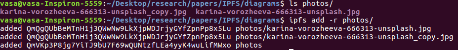 Adding multiple photos with ipfs