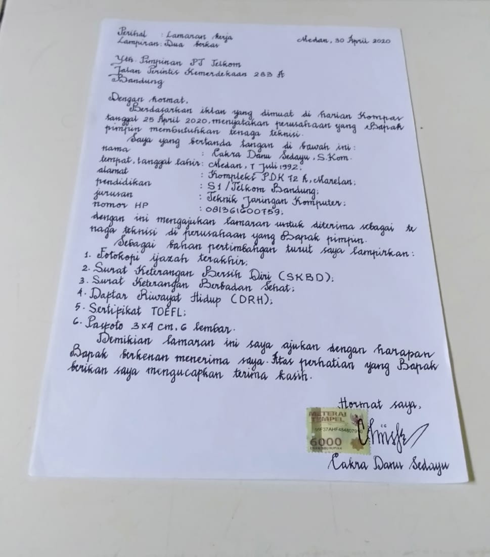 Surat Lamaran Pekerjaan. #unsurunsursuratlamaran # 