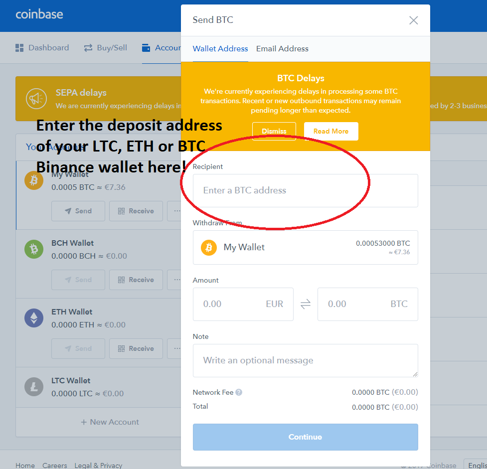 how to trade bitcoin from coinbase to binance