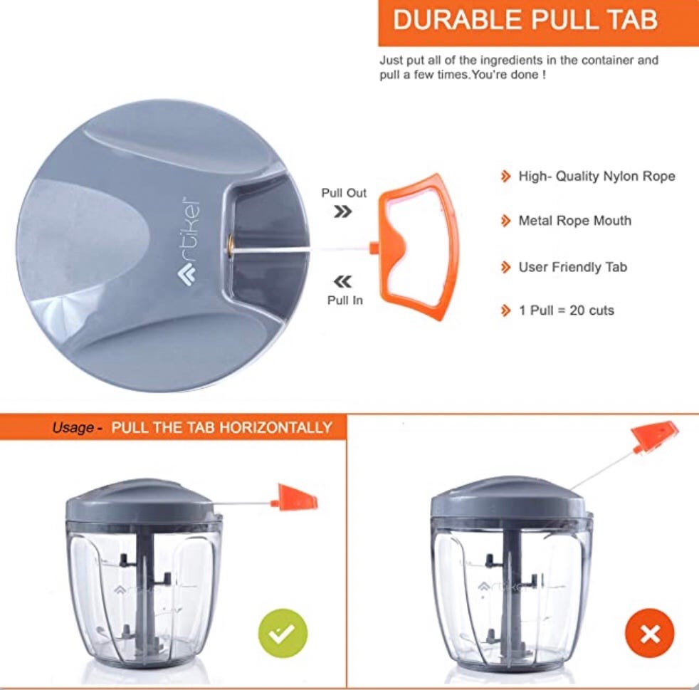 Artikel Pull Chopper & Blender with Storage Lid Chops Vegetables, Nuts & Fruits Blends Flour