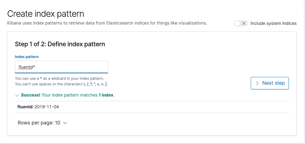 setting up index for use in kibana