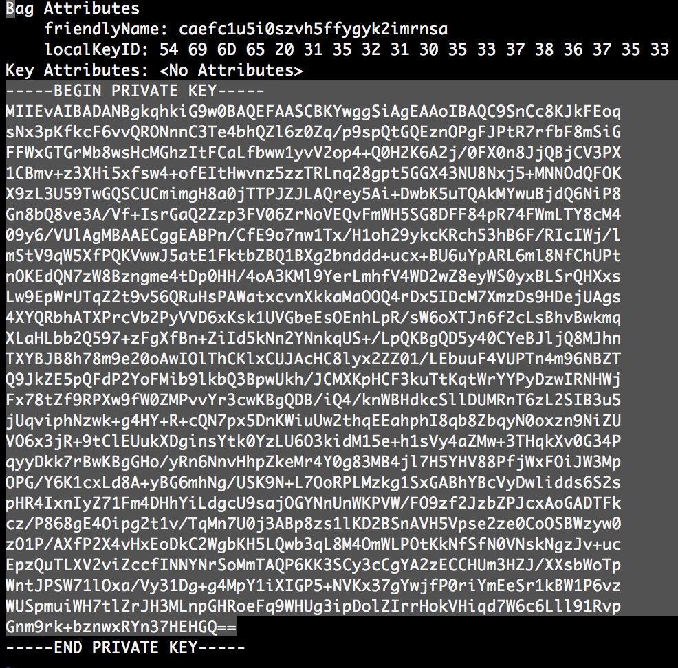 Generate client certificate from private keys