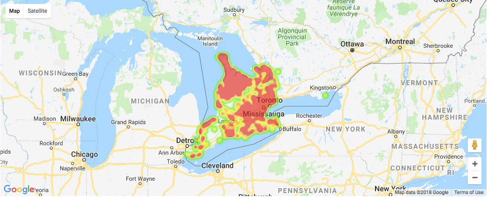 Distribution of lakes weclouddata.com