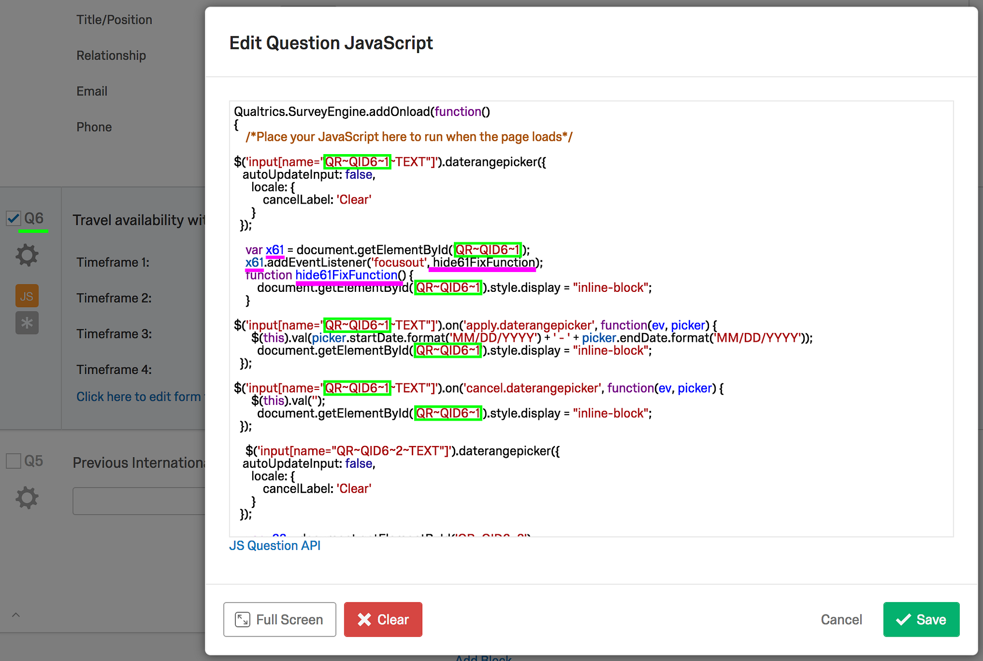 Utilizing Date Range Picker for Qualtrics date selection. by Andrew