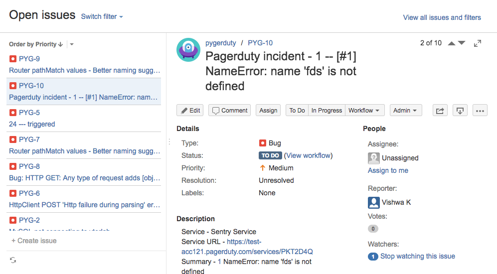 Sending PagerDuty alerts to JIRA from Slack using YellowAnt workflows
