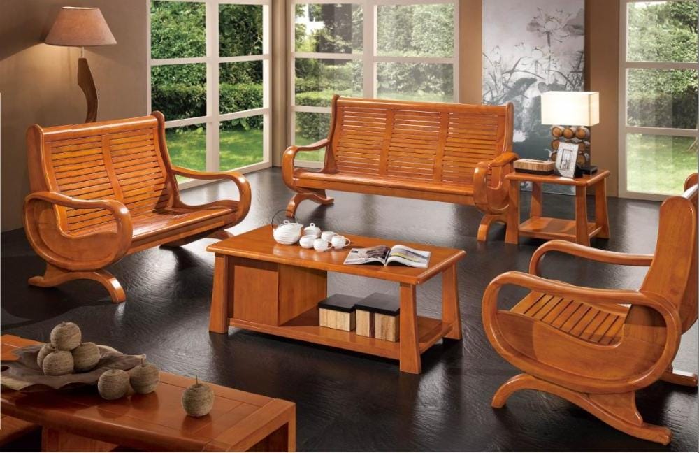 Wooden Living Room Furniture Simple Modern Interior Stock Photo Alamy