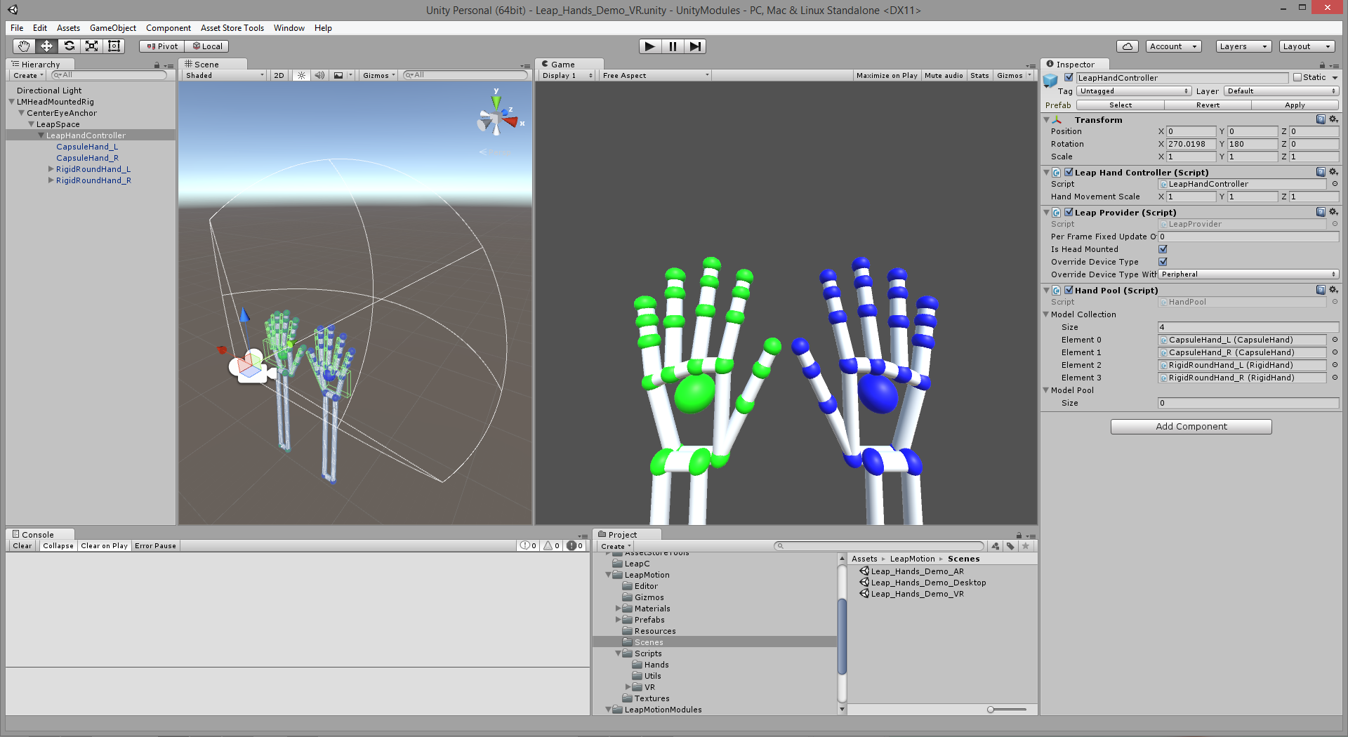 leap motion unity assets