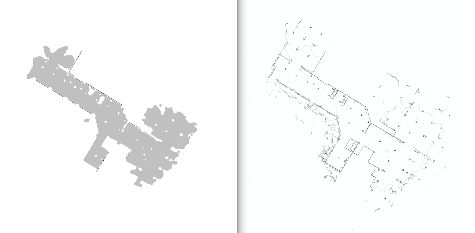 Simplified "as-built" drawing views of a map