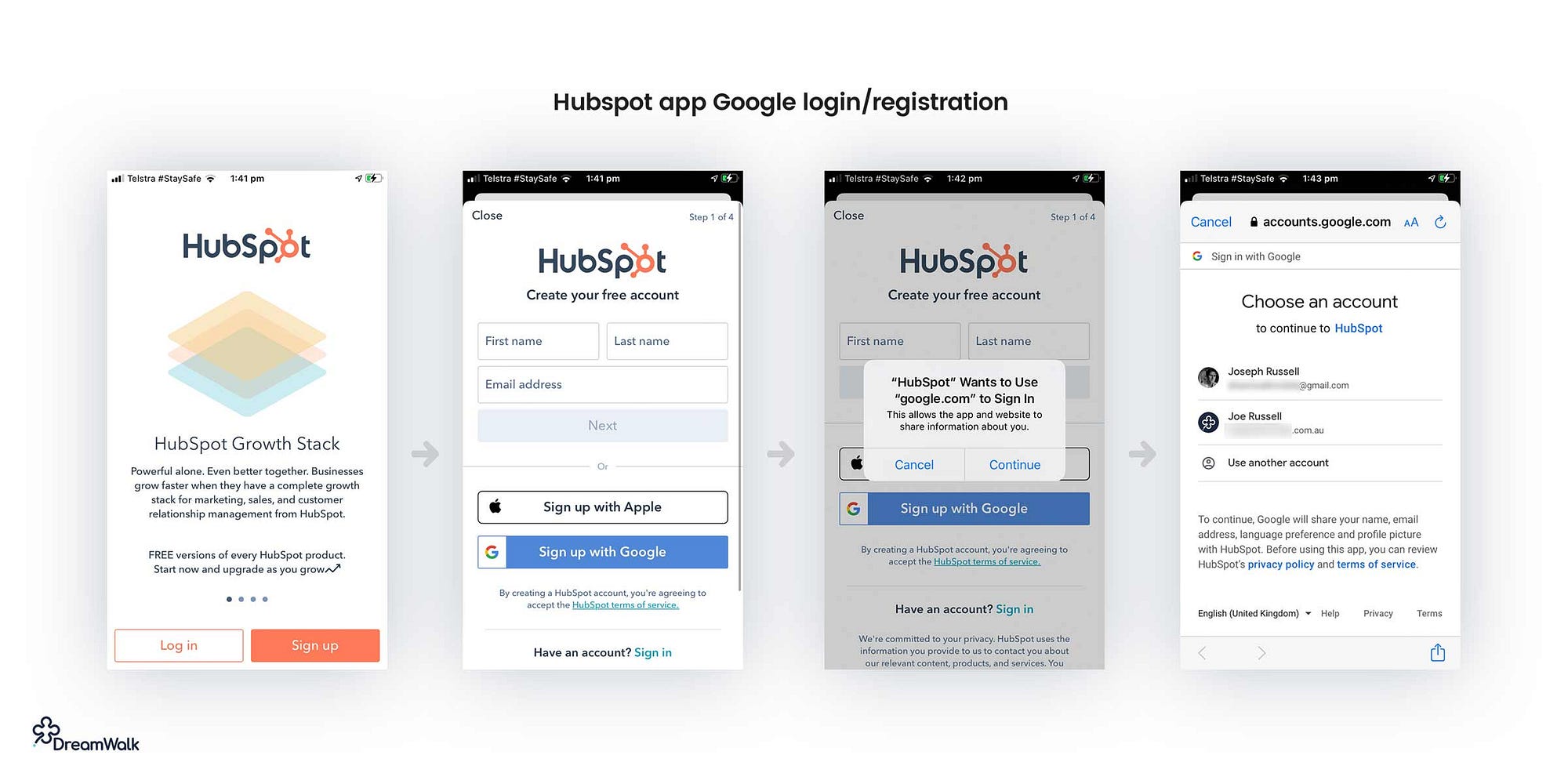 Hubspot mobile app login design UX.