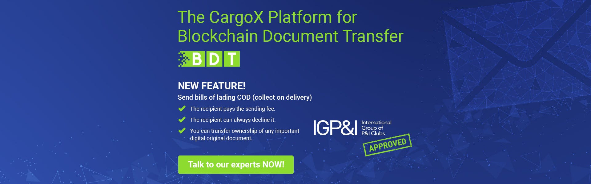 Send original documents on blockchain with collect on delivery by