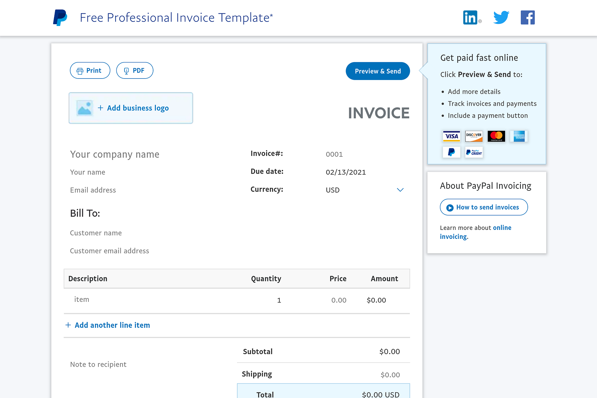 Top 10 Invoice Templates For Freelancers Free Blank Page