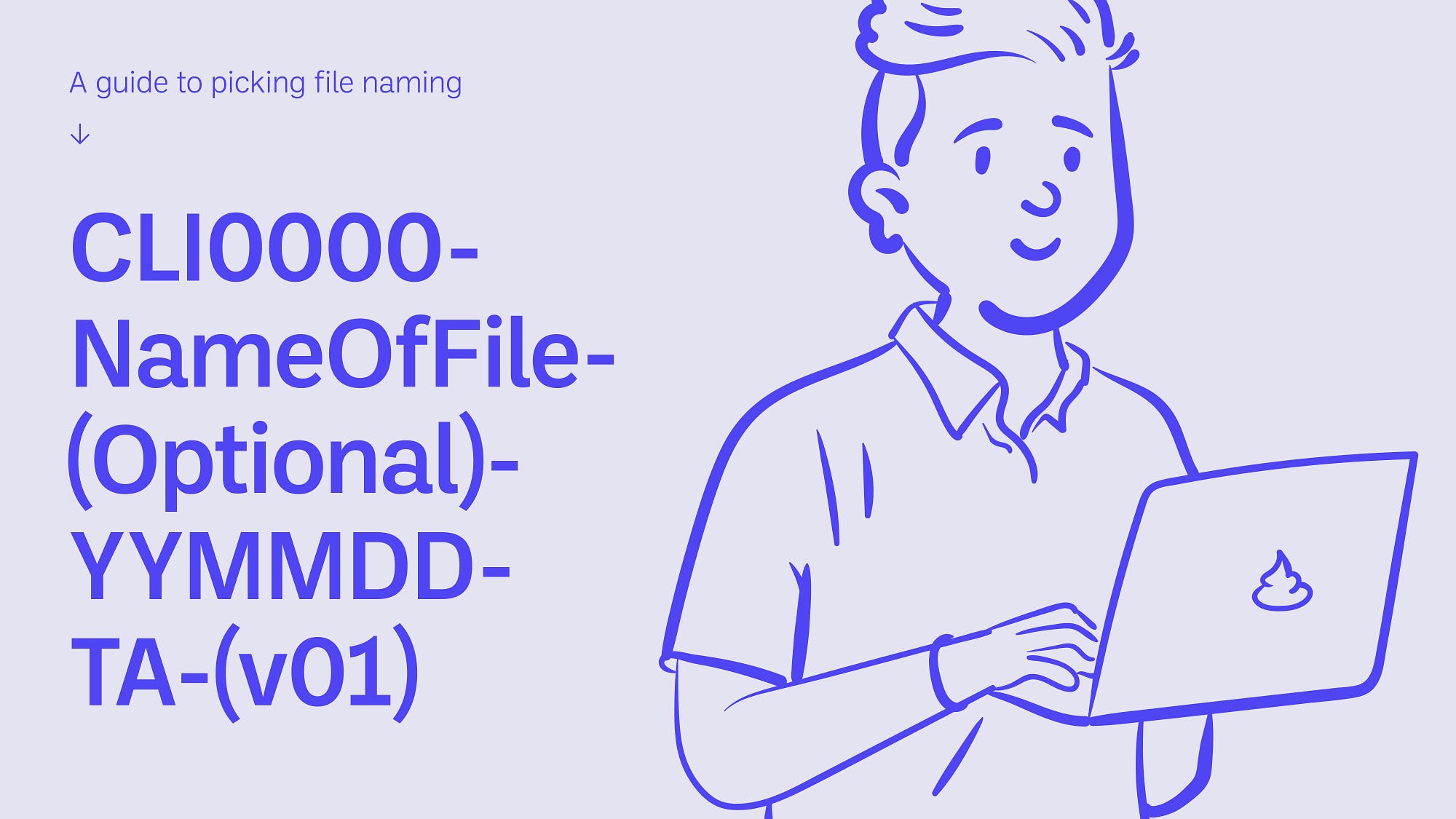 Title slide with text and simple illustration of person holding laptop
