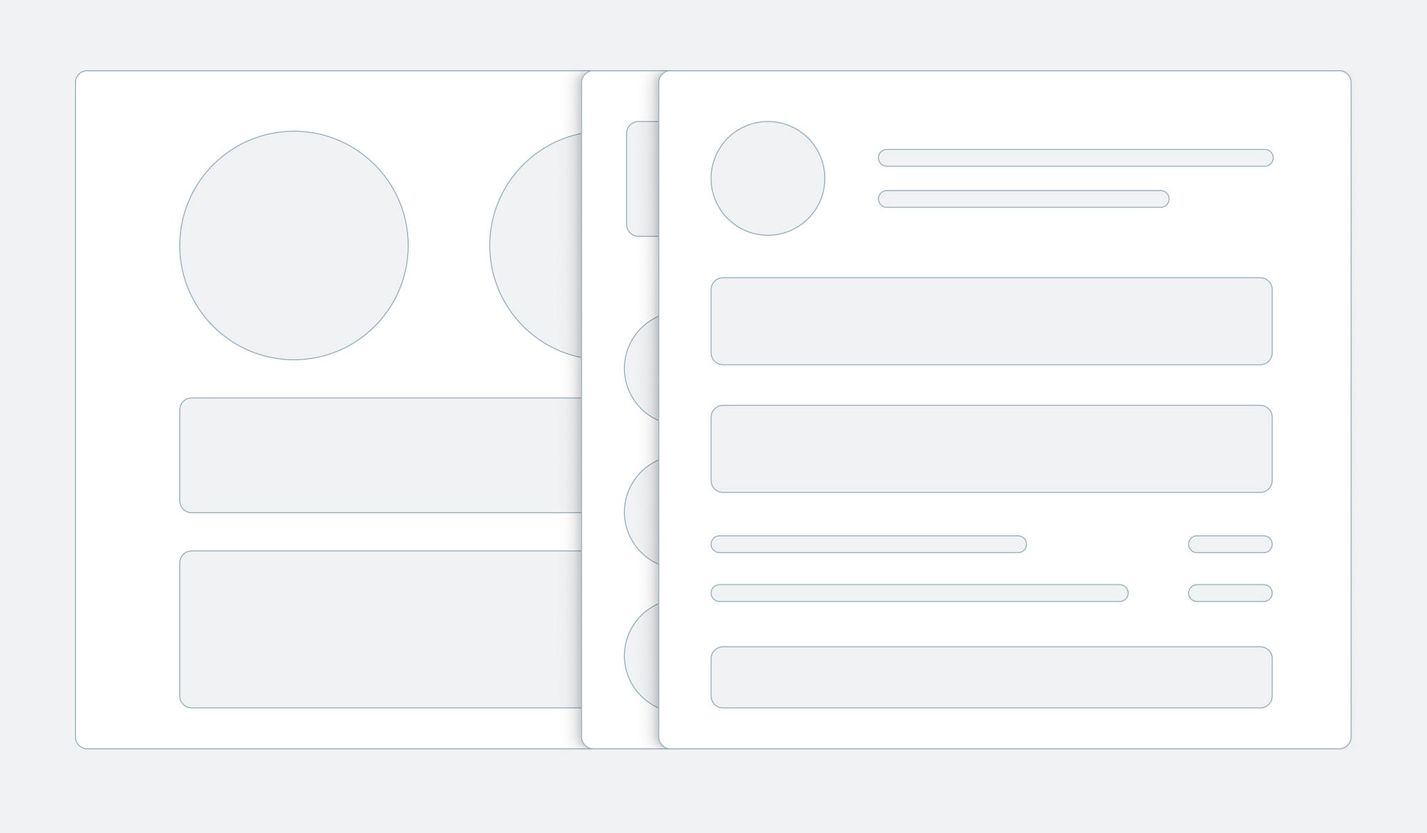 Layers of UI elements with differing shadows