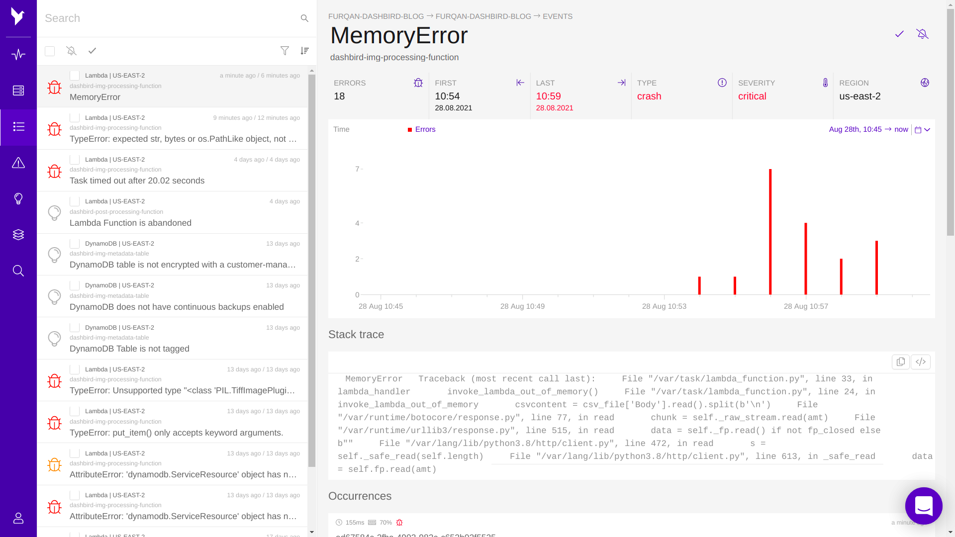aws lambda memory