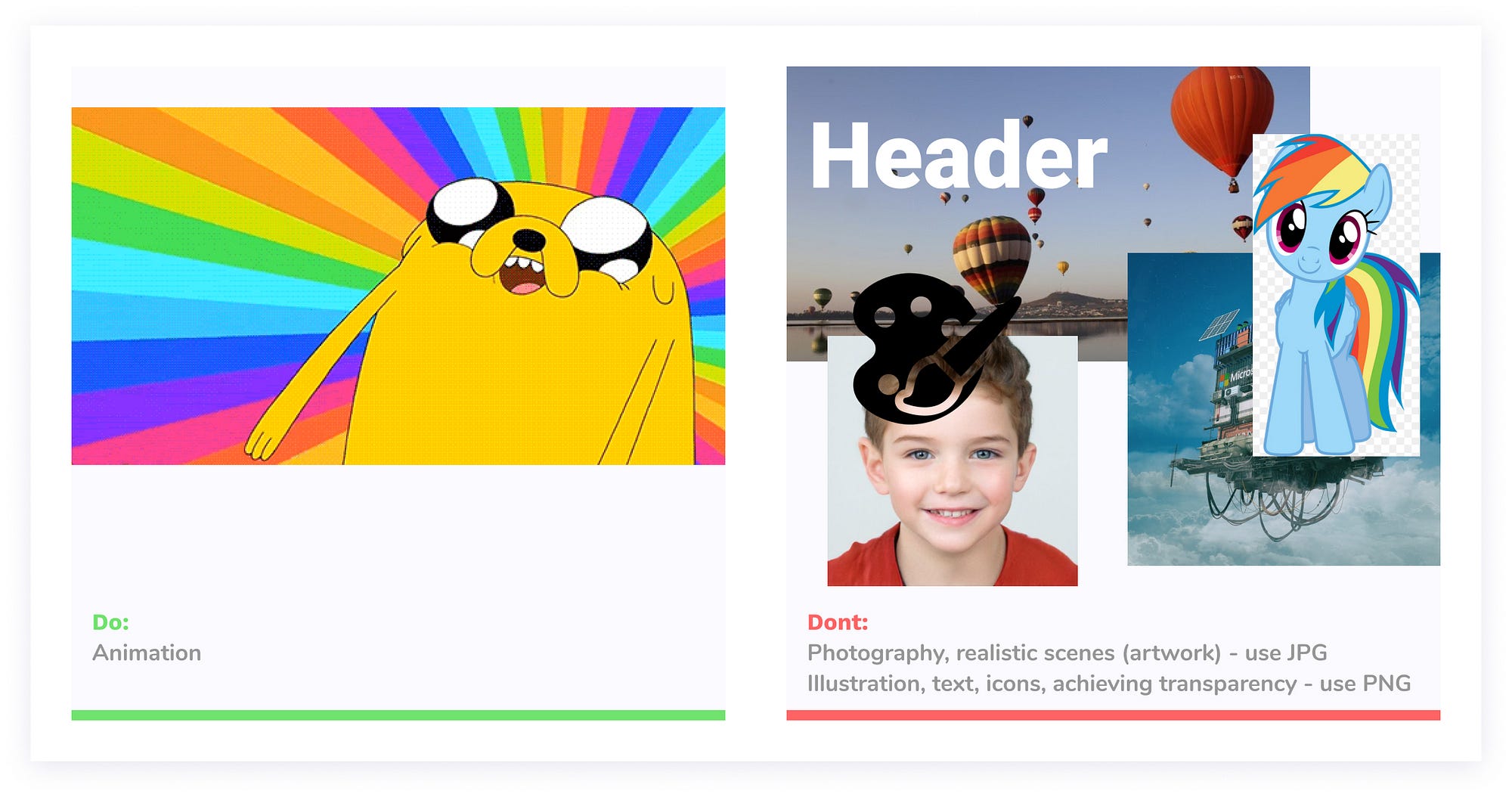 Do and dont’s: Use GIF only for animation