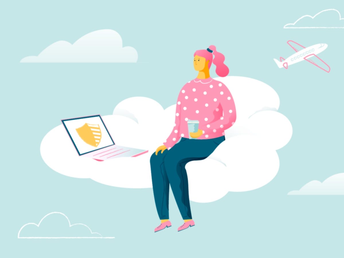 Cloud Computing illustration by Lina Leusenko in Information Security Awareness Brochure