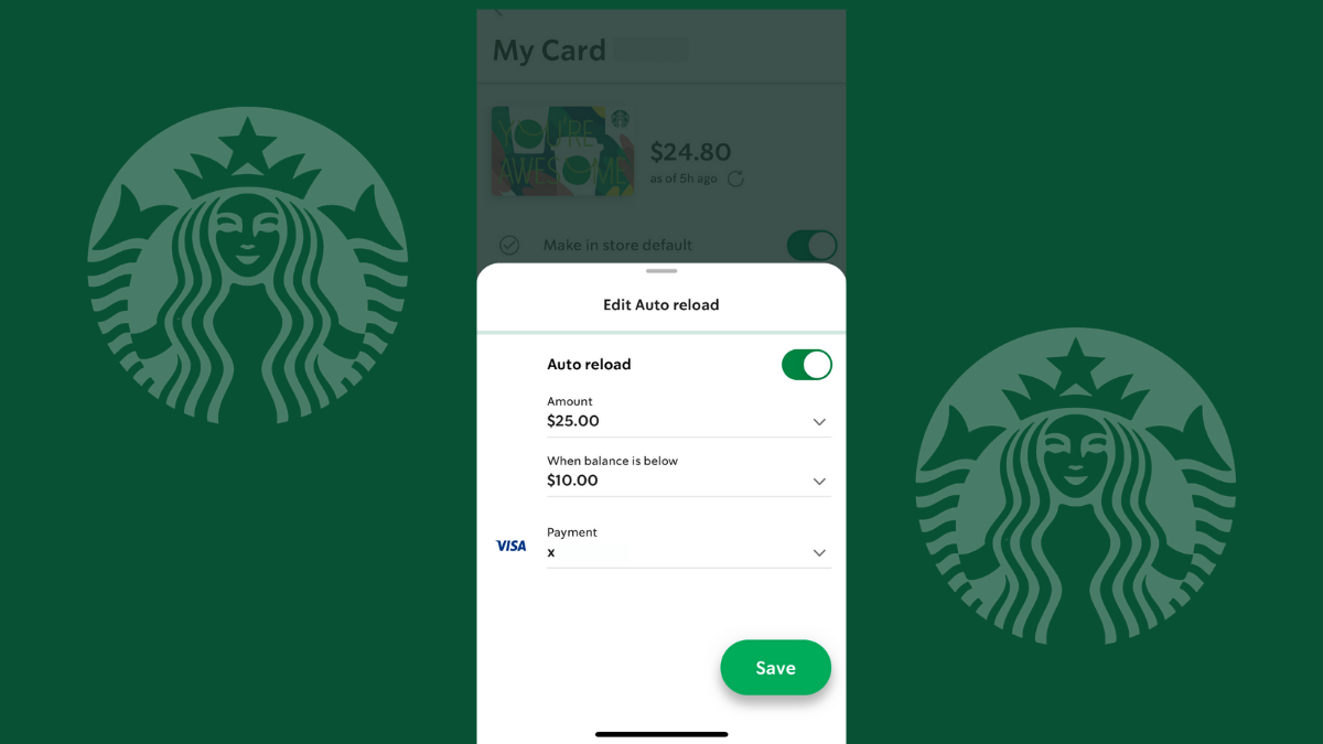 Starbucks app auto reload