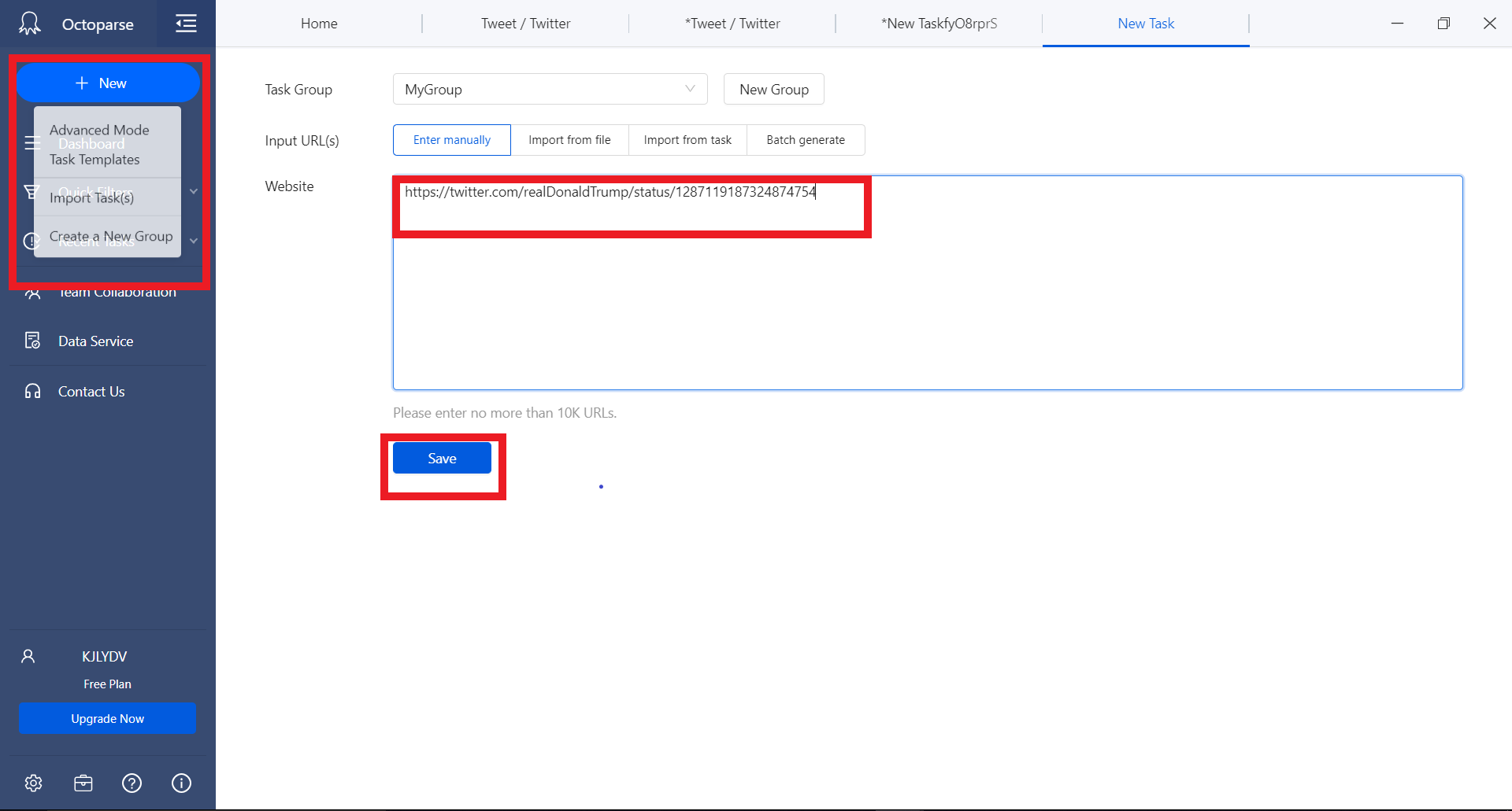 octoparse twitter scraping