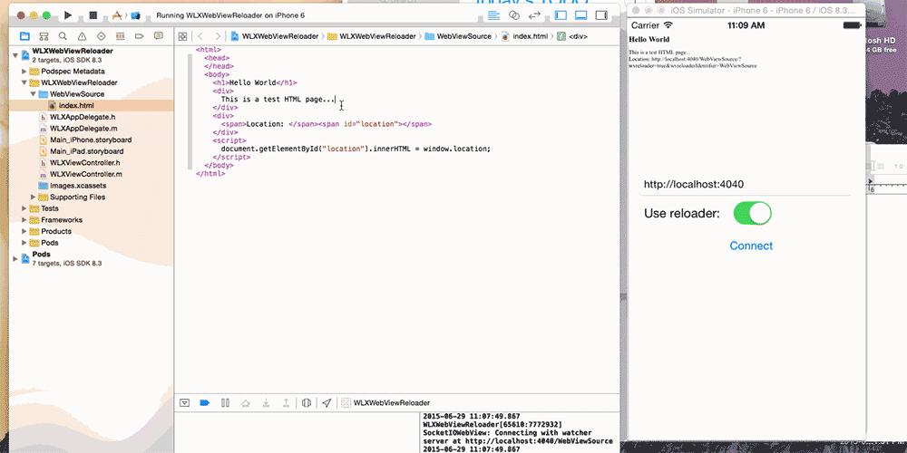An easier development flow using Javascript and WKView on iOS by