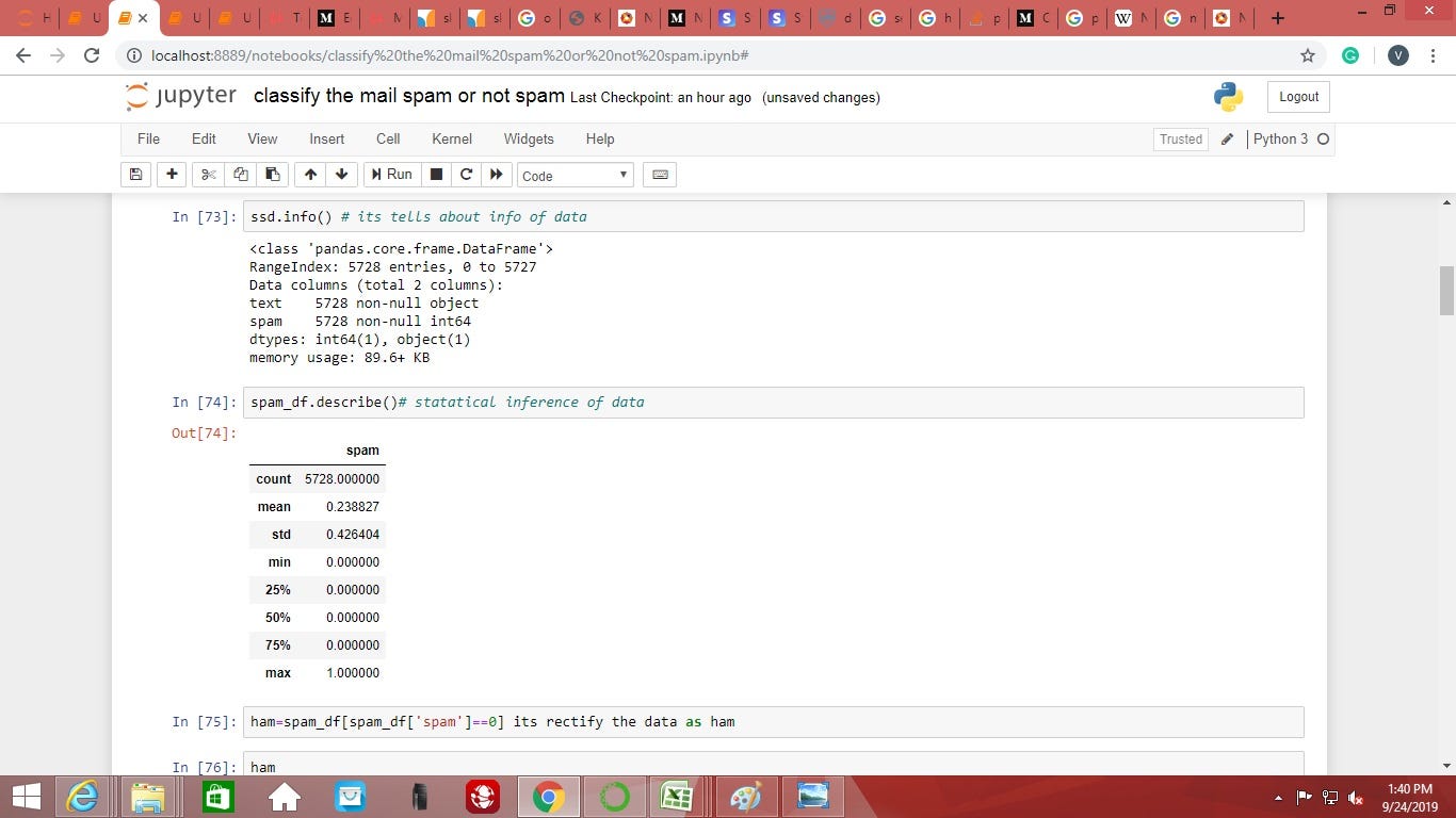 classify the spam or ham email with the help of Machine learning by Vikky Kumar Singh Medium