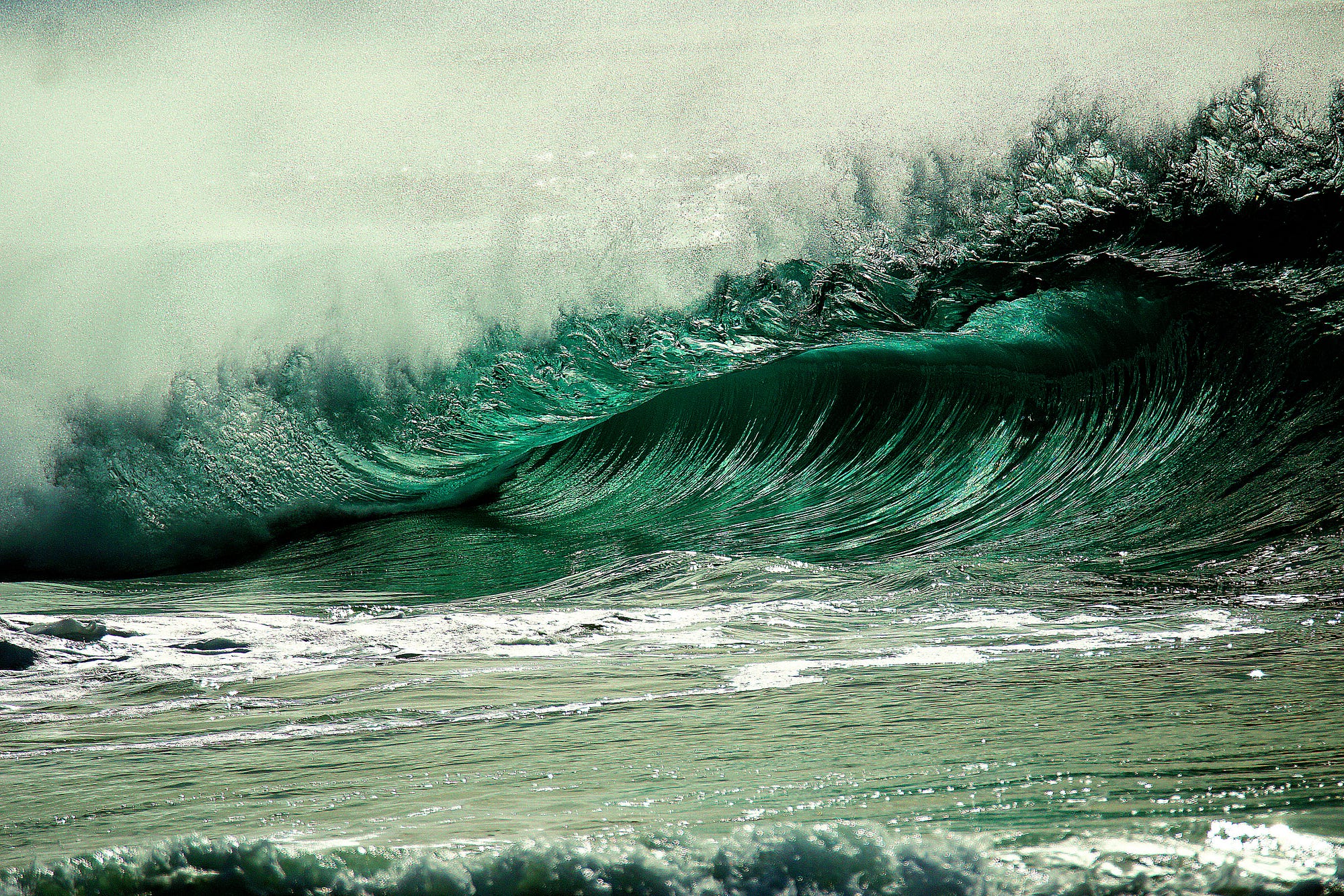 A wave crests before hitting the shore, its roar stilled in the camera’s frame, violence captured in a moment of anticipation