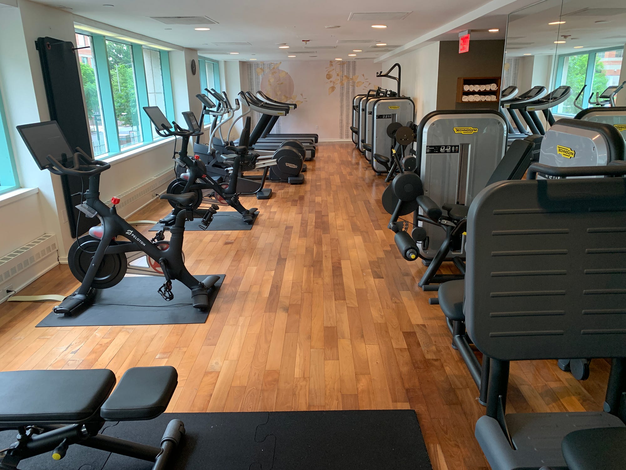 Park Hyatt Washington D.C.’s gym with various cardio and strength fitness equipment.