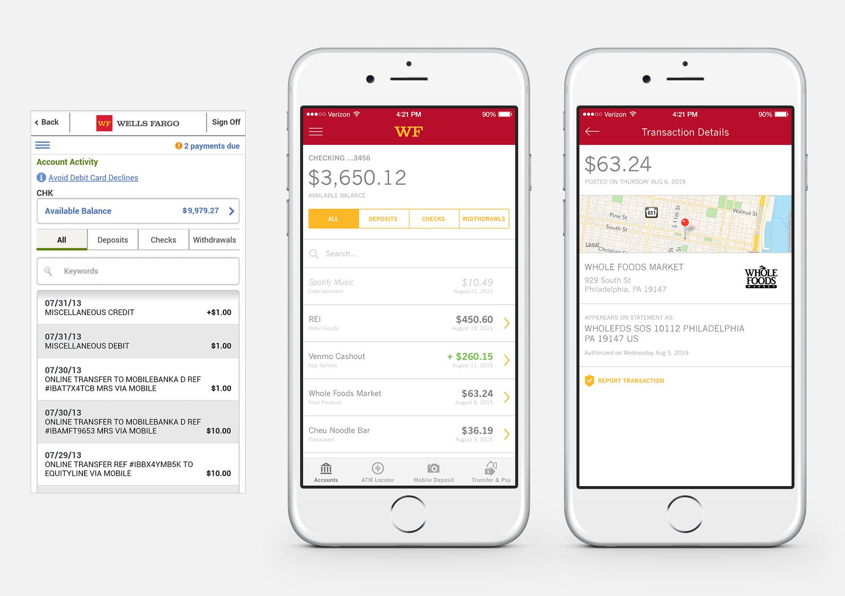 Left to Right: Current Wells Fargo Account Details vs. My Account Details.