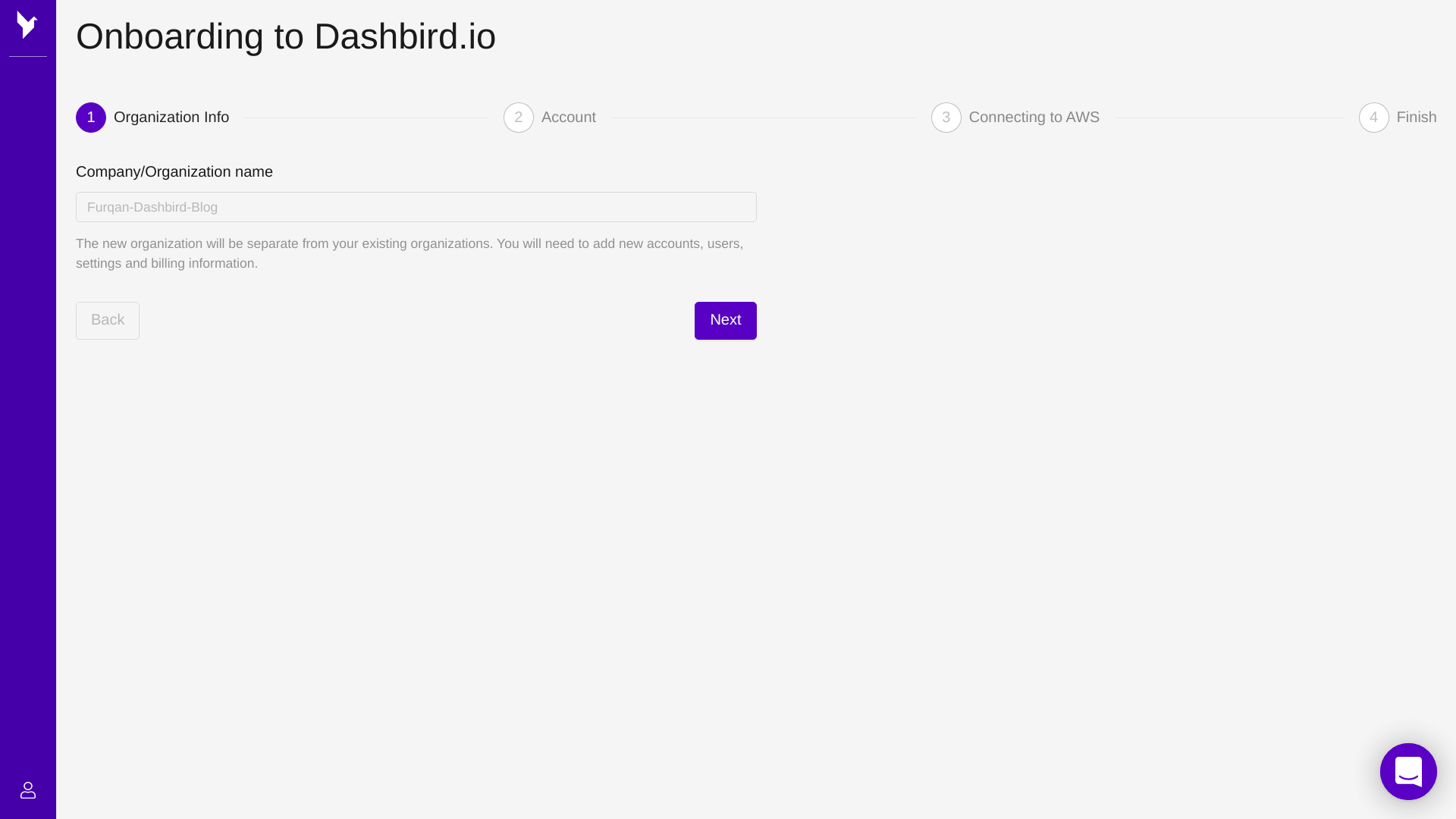 dashbird onboarding 