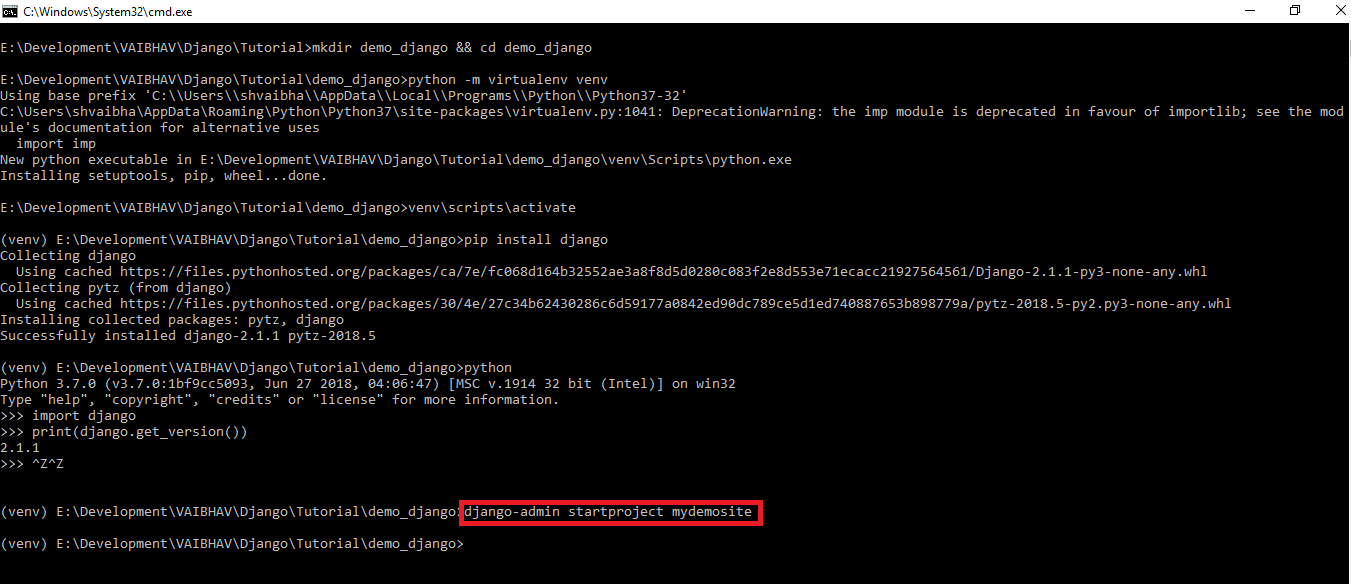 Django Python Web Framework Project Setup In On Windows Part 1 By Vaibhav Sharma Medium