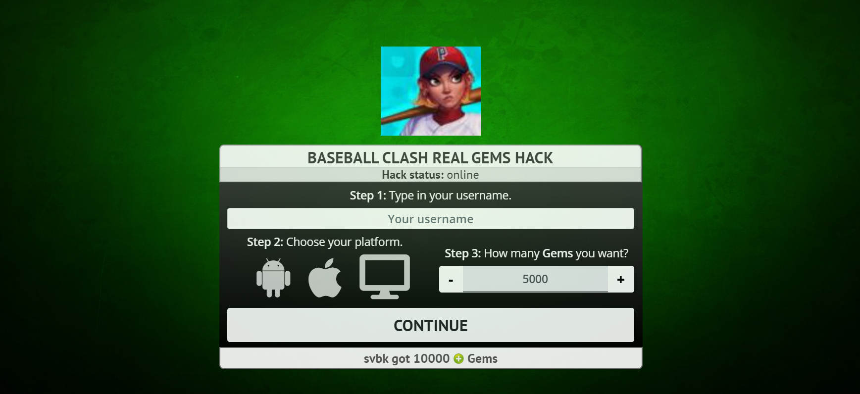 Baseball Clash Real time game Hack Online Gems 😀 Baseball
